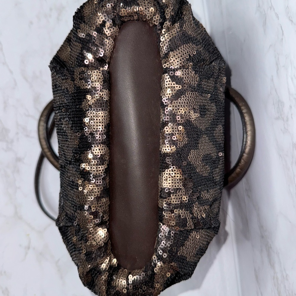 COACH OCELOT LEOPARD SEQUIN SOPHIA HANDBAG/ CROSSBODY BAG BRONZE #18638 NWT - Picture 11 of 12